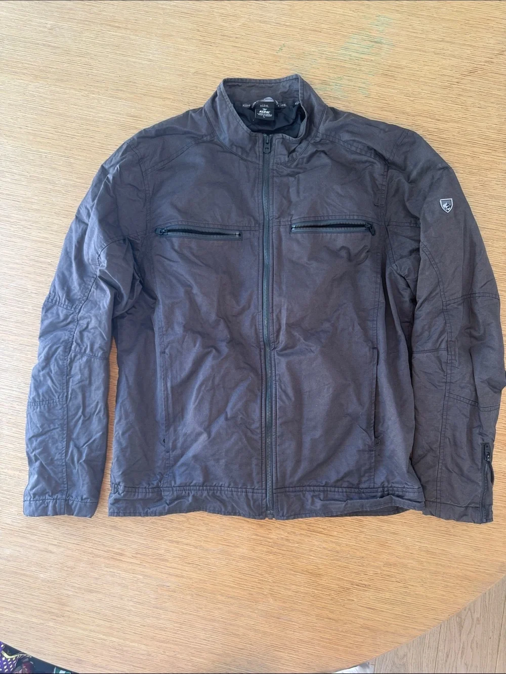 KÜHL Men’s Quilted Lined Zip Jacket Brown Large Outdoor Moto Utility Coat - Picture 1 of 6